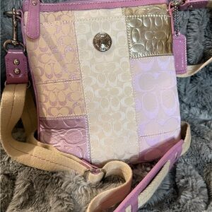 Y2K 2008 Coach Signature Stripe Patchwork Swingpack crossbody bag